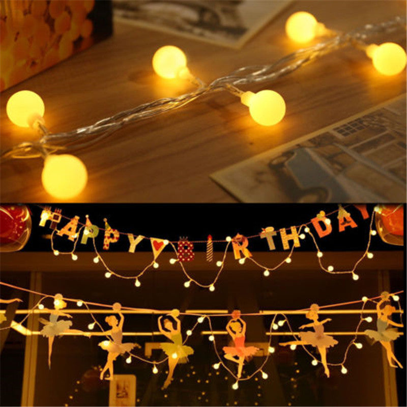 Festive Frosted LED Ball Lantern String - Warm Glow or White Light