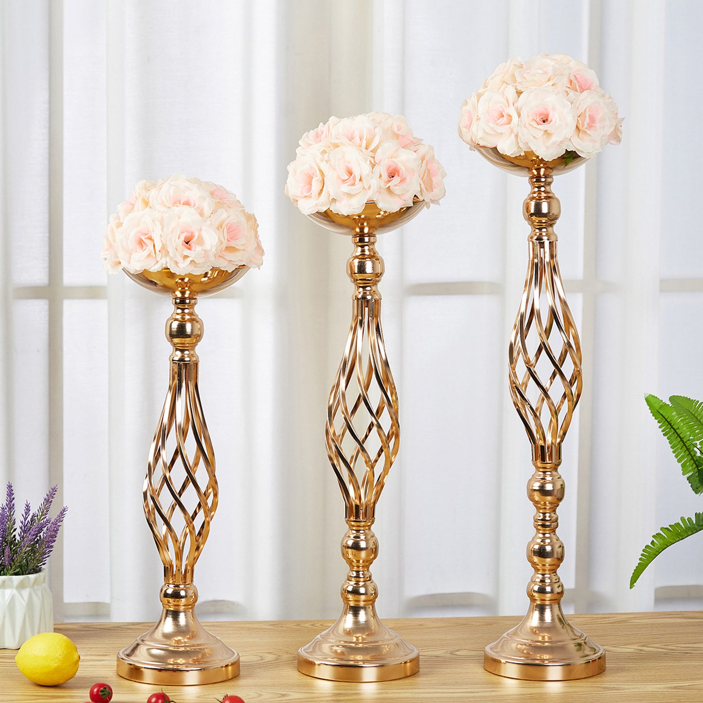 Golden or Silver Spiral Table Decorative Candlesticks