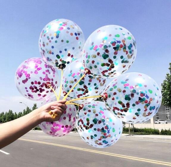 Strong Transparent Multicolour Latex Balloon Sequin Decorations Party Supplies 6 Packs