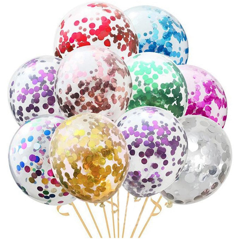 Strong Transparent Multicolour Latex Balloon Sequin Decorations Party Supplies 6 Packs