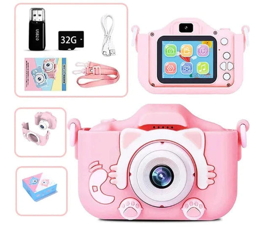 Children's Animation-Style Mini Camera Inclusive of Storage Card & USB Charger