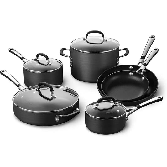 Dual Layer Non-Stick Anodized Iron Cooking Set with Thick Handle