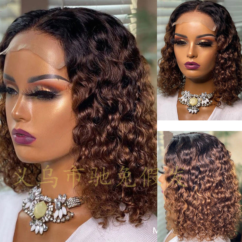 Female European and American Short Mid-Length Wavy Curly Custom Made Hair Wig