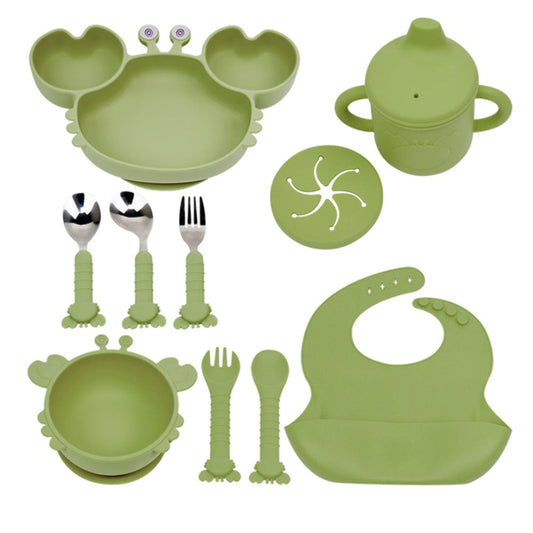 Food Grade Silicone Crab Dinner Plate Set Children's Suction Non Slip Tableware