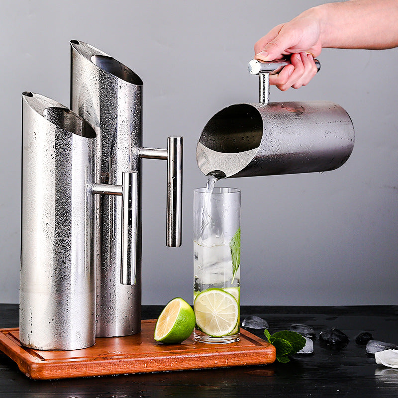 Stainless Steel Mirror Polish Vertical Water, Wine, Juice Pouring Kettle Jug