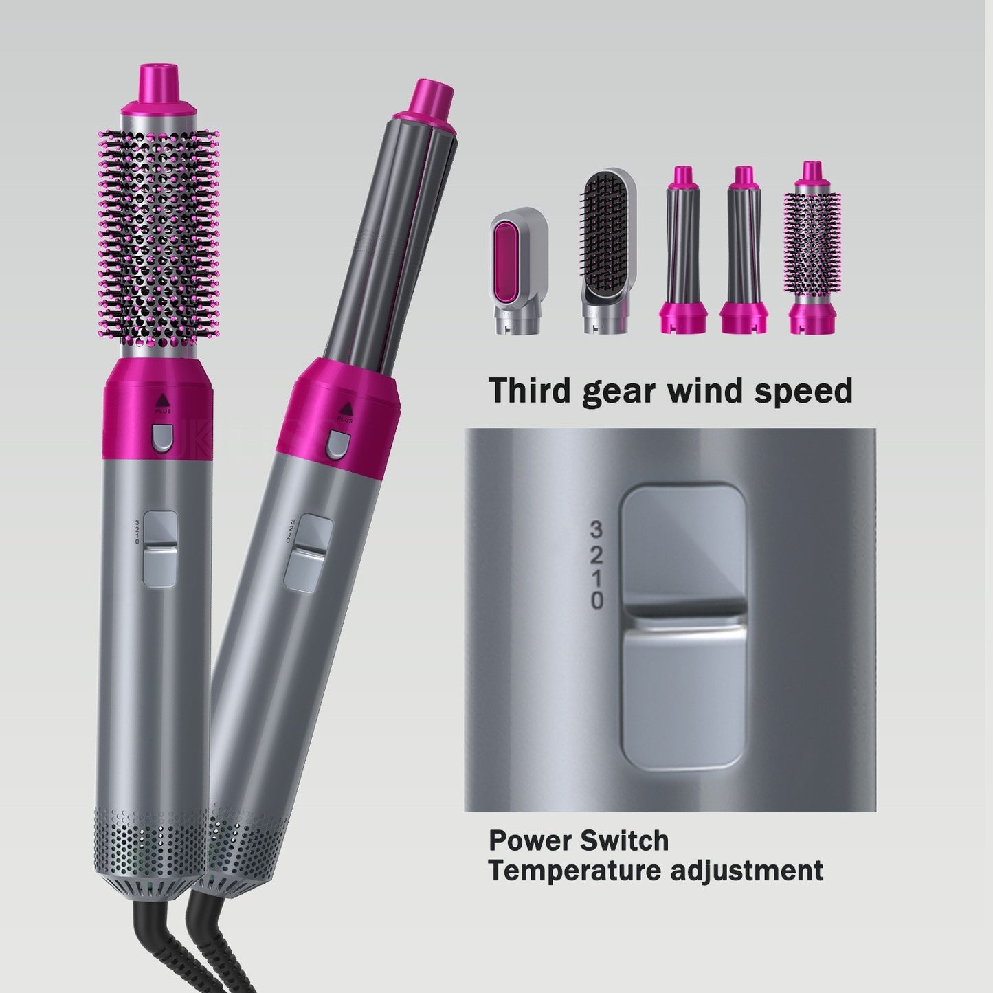 Premium Quality Ultra Feminine White Gold Black Pink Silver Red Gray New Hair Dryer: 5-in-1 Dryer Brush Comb Curler Set Upgraded Version