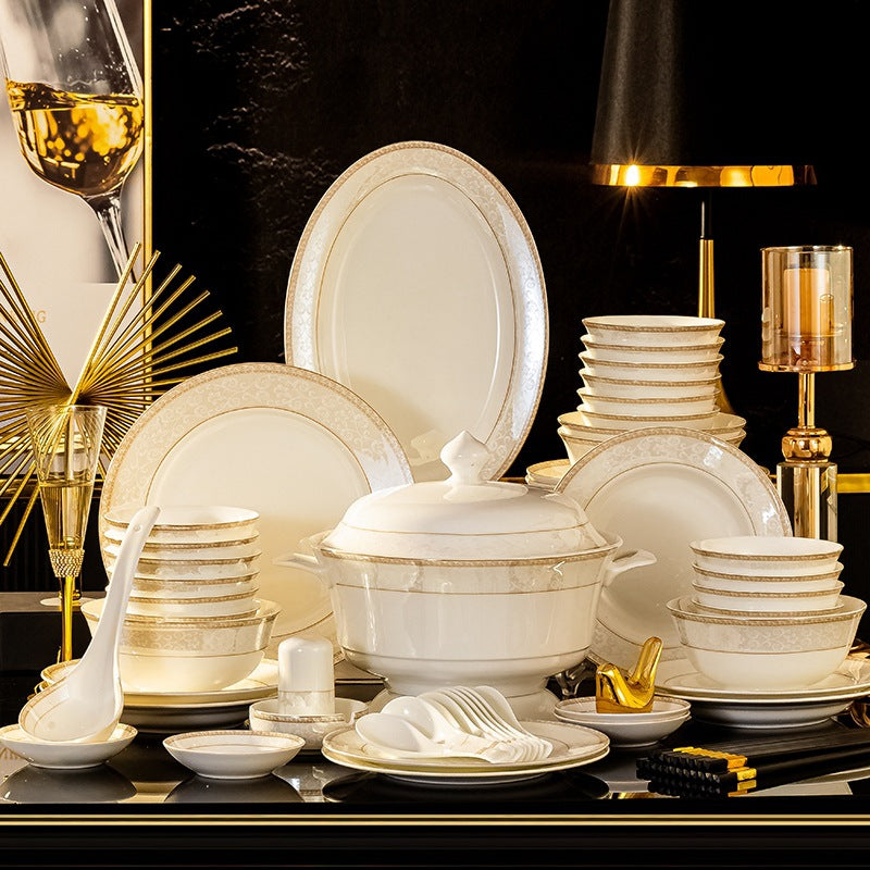 Luxury Ceramic Bone China Dinnerware Dishware Table Set