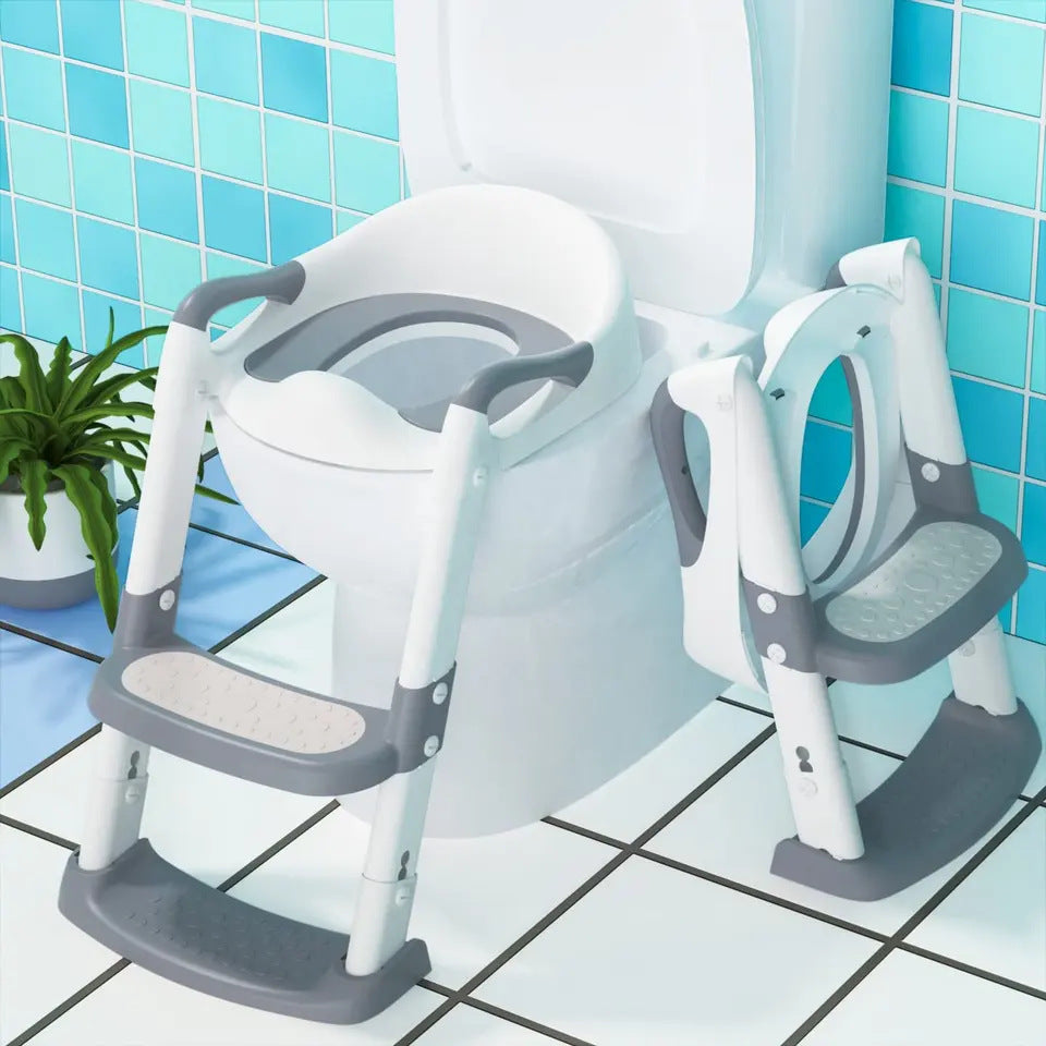 Children's Toilet Trainer Soft Cushioned Toilet Seat with Sturdy Step and Foot Stool Ladder