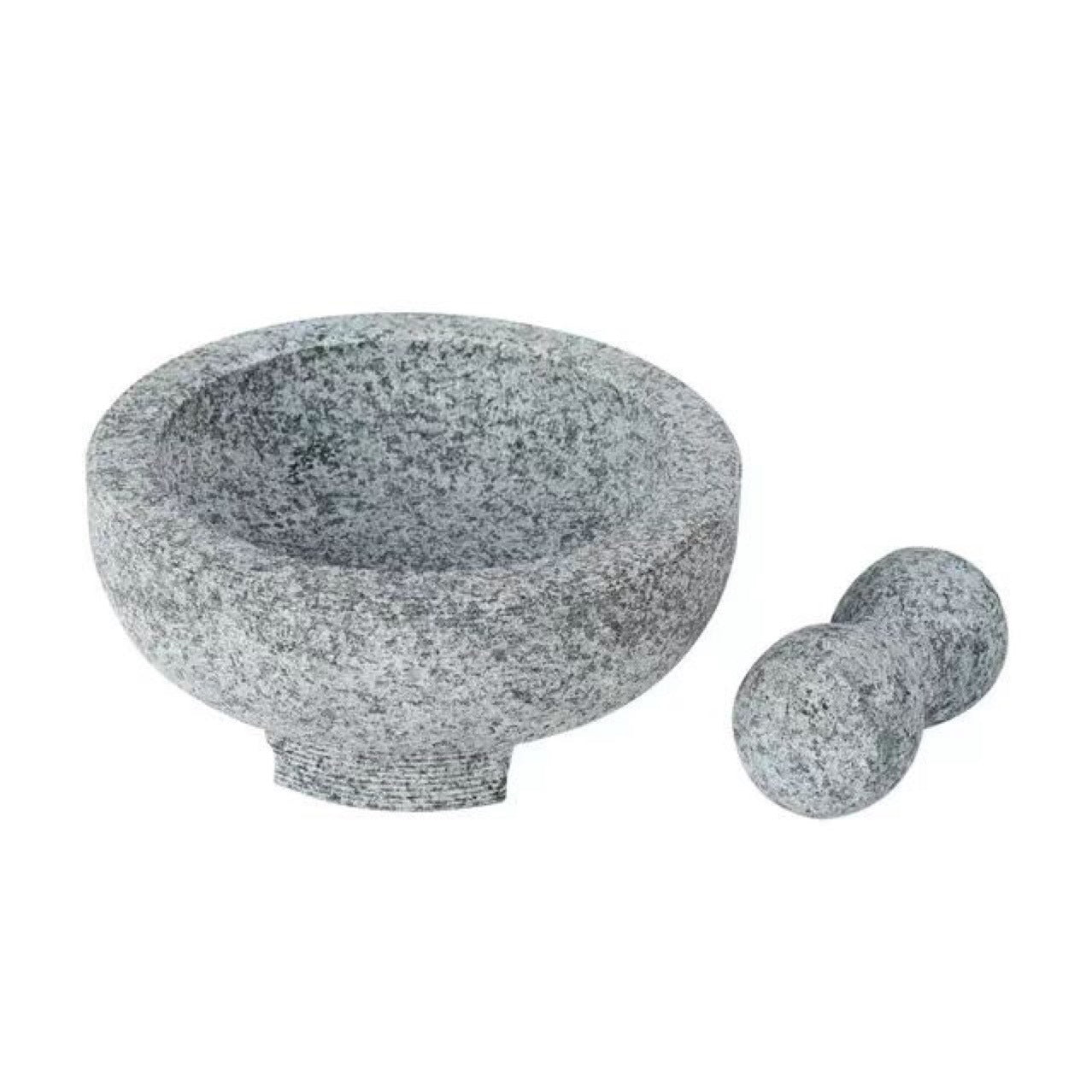 Large Three Legged Pestle And Mortar Granite Bowl Grinder Set with Gorgeous Embossing