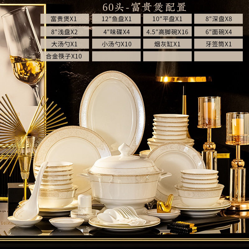 Luxury Ceramic Bone China Dinnerware Dishware Table Set