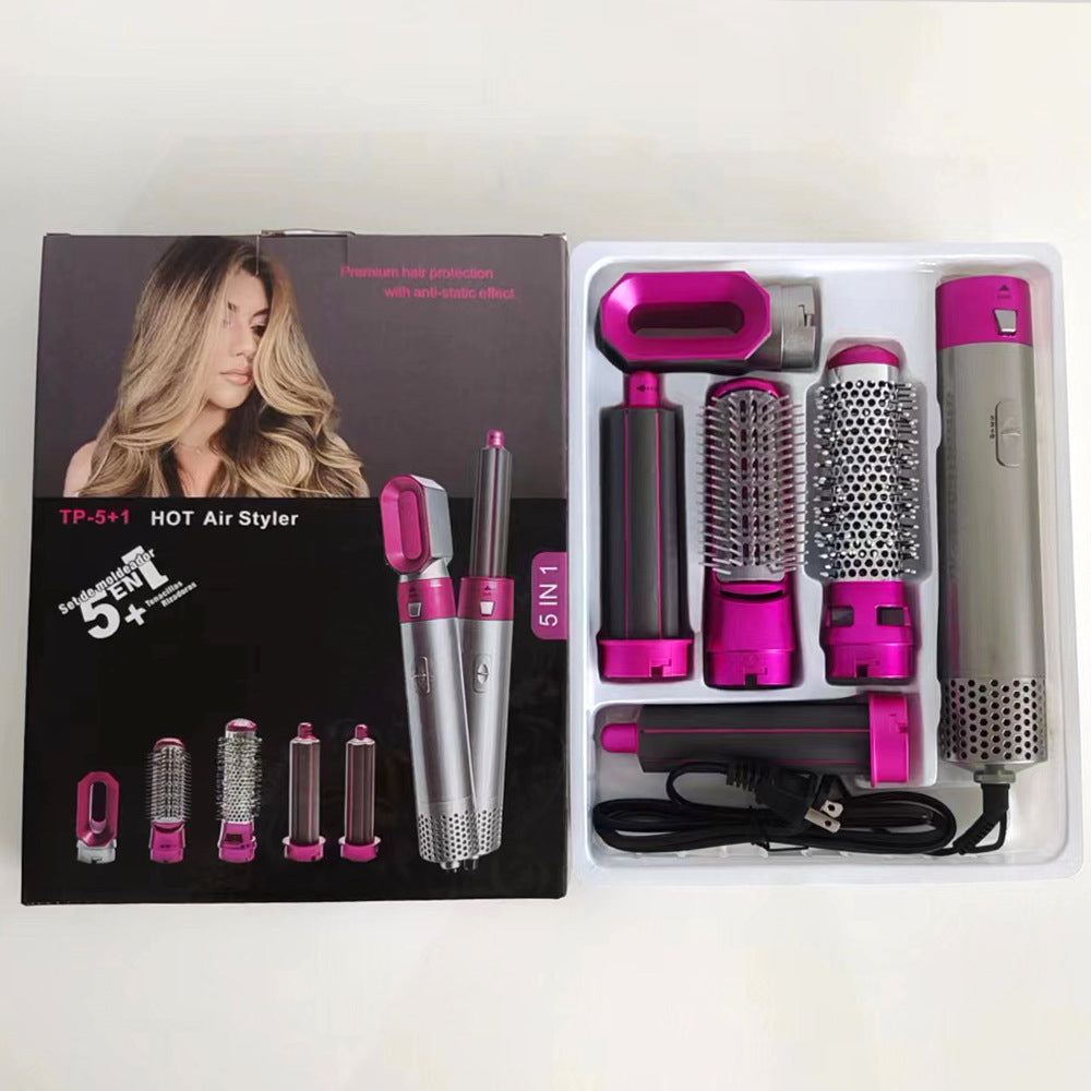 Premium Quality Ultra Feminine White Gold Black Pink Silver Red Gray New Hair Dryer: 5-in-1 Dryer Brush Comb Curler Set Upgraded Version