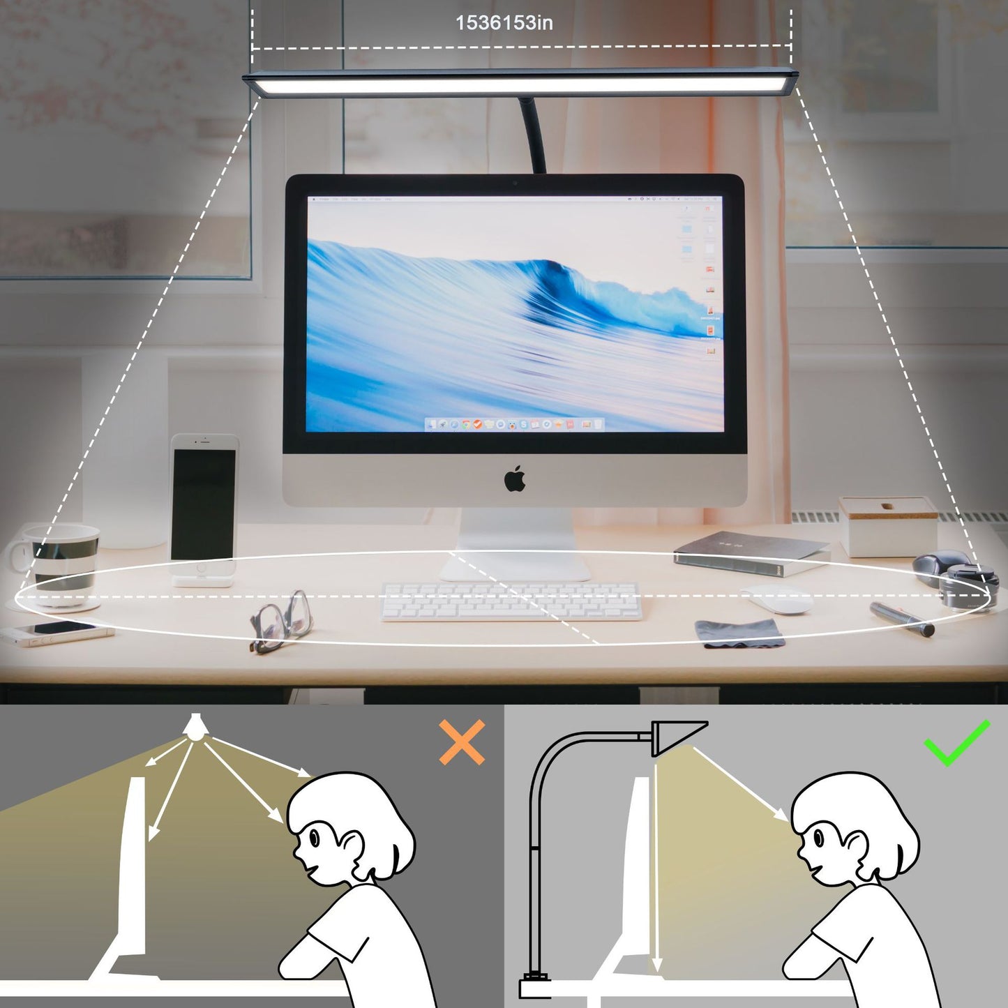 Double Direction LED Desk Study, Office Lamp with eye Protective Eye Design USB