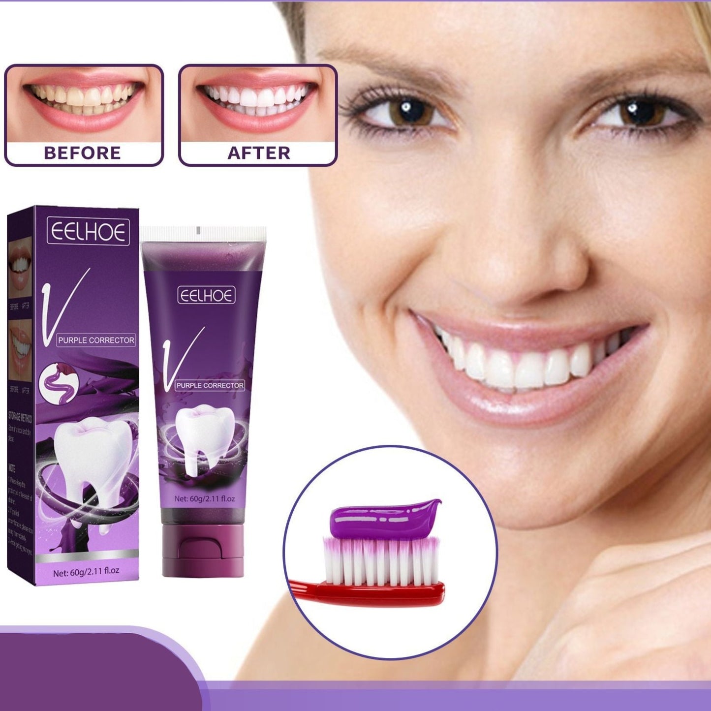 Purple Toothpaste for Stain Removal & Effective Whitening