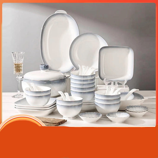 Ceramic Dish Set of Bowls Plates Chopsticks High-Value Ceramic Household Tableware