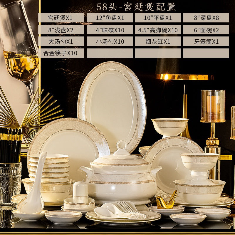 Luxury Ceramic Bone China Dinnerware Dishware Table Set