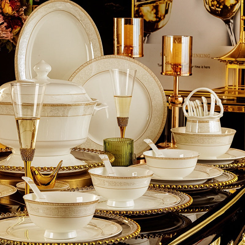 Luxury Ceramic Bone China Dinnerware Dishware Table Set