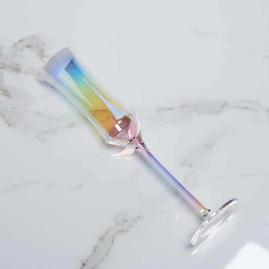 Tall Rainbow Light Effect Colourful Crystal Champagne Glass Cup