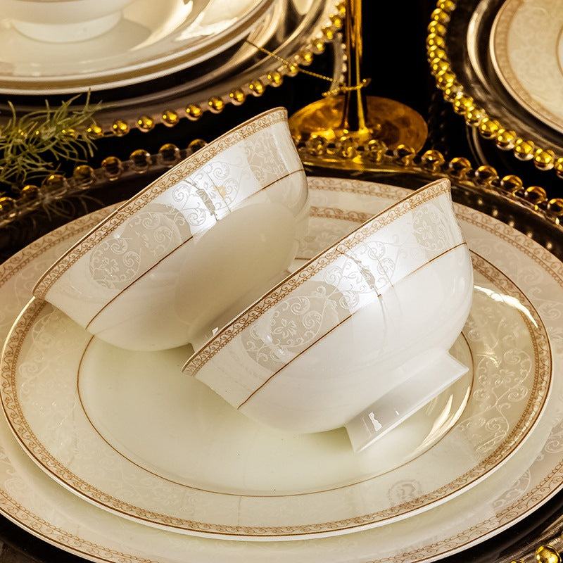 Luxury Ceramic Bone China Dinnerware Dishware Table Set