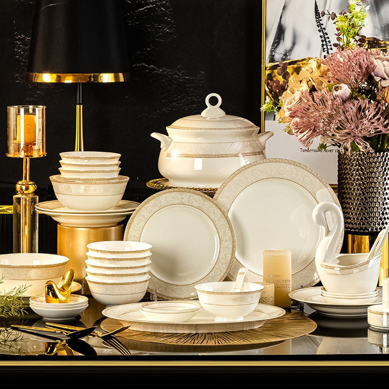 Luxury Ceramic Bone China Dinnerware Dishware Table Set