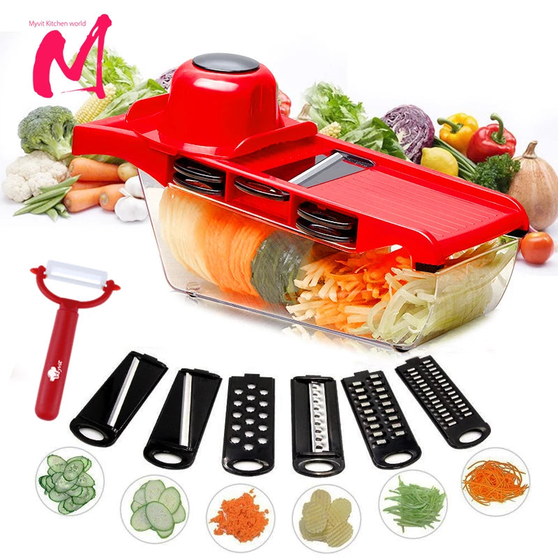 Multi Blade Multi Cut Plastic Vegetable Cutter Dicer Slicer Peeler with Steel Blade Slicer