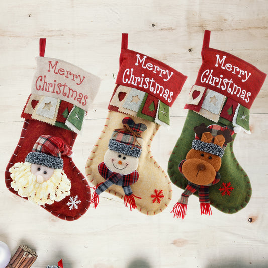 Merry Christmas Santa Snowman 3D Gift Bag Stocking