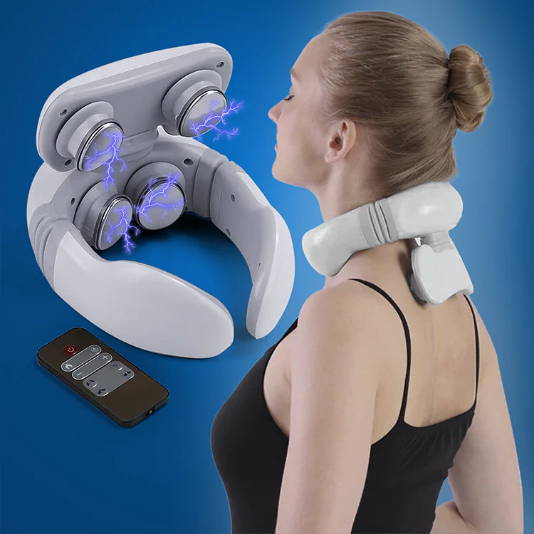 4D Neck Massager for Relief of Chronic Neck Pain - Remote Control