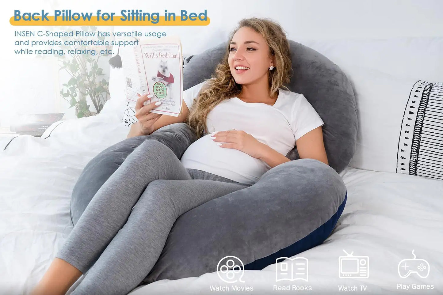 C-Shaped Body Pregnancy Support Comfort Pillow