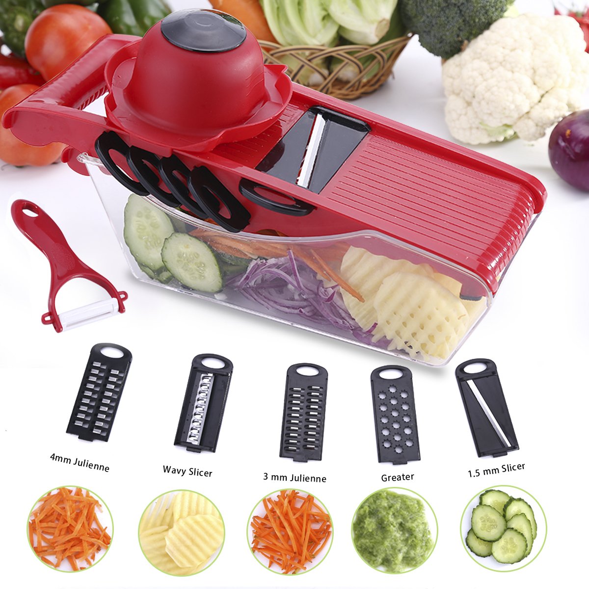 Multi Blade Multi Cut Plastic Vegetable Cutter Dicer Slicer Peeler with Steel Blade Slicer