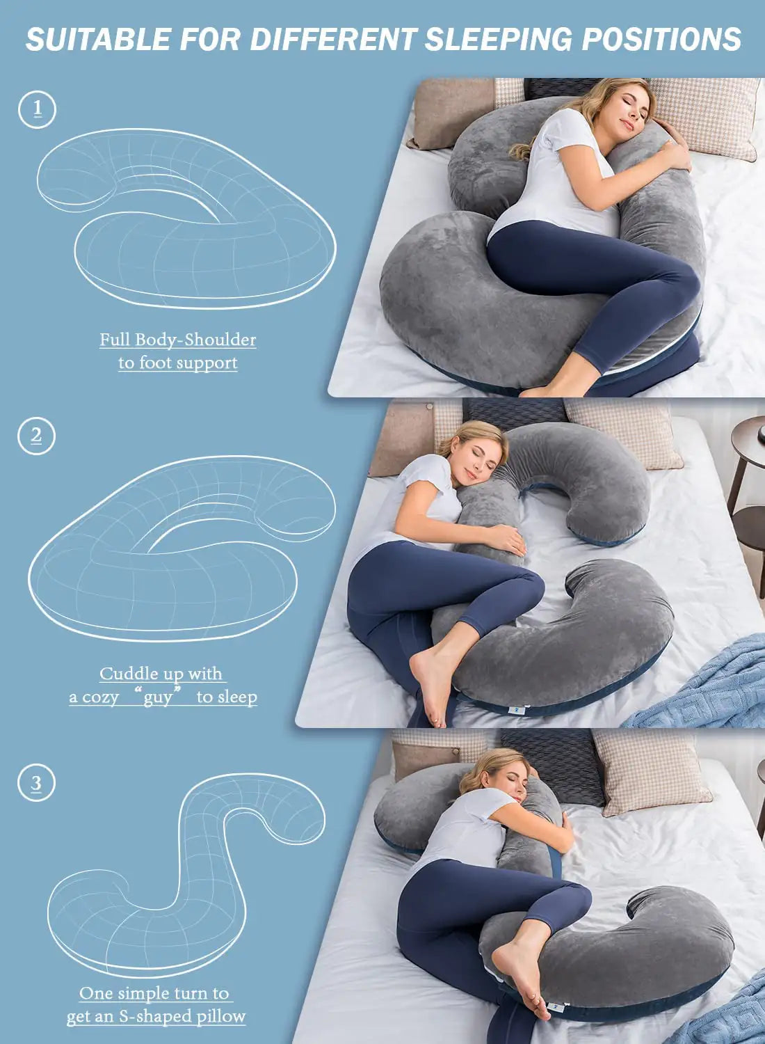 C-Shaped Body Pregnancy Support Comfort Pillow