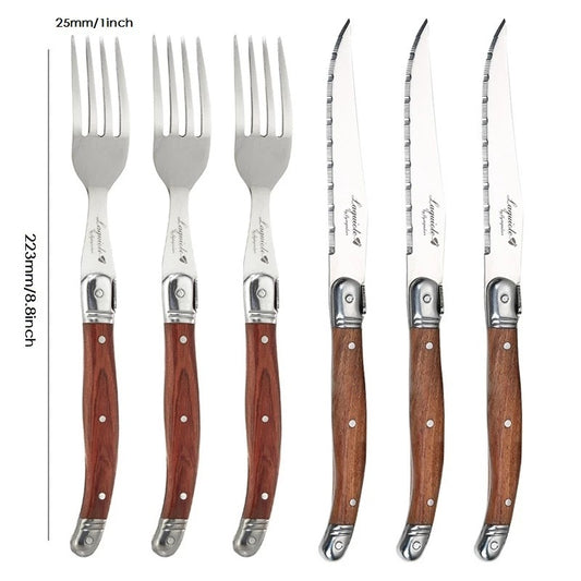 Luxury Solid Rosewood & Stainless Steel Steak Knife & Cutlery Set