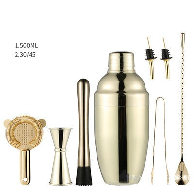 Stainless Steel Complete Cocktail Bartending Bar Shaker in Black, Gold and Rose - 5-23 piece sets