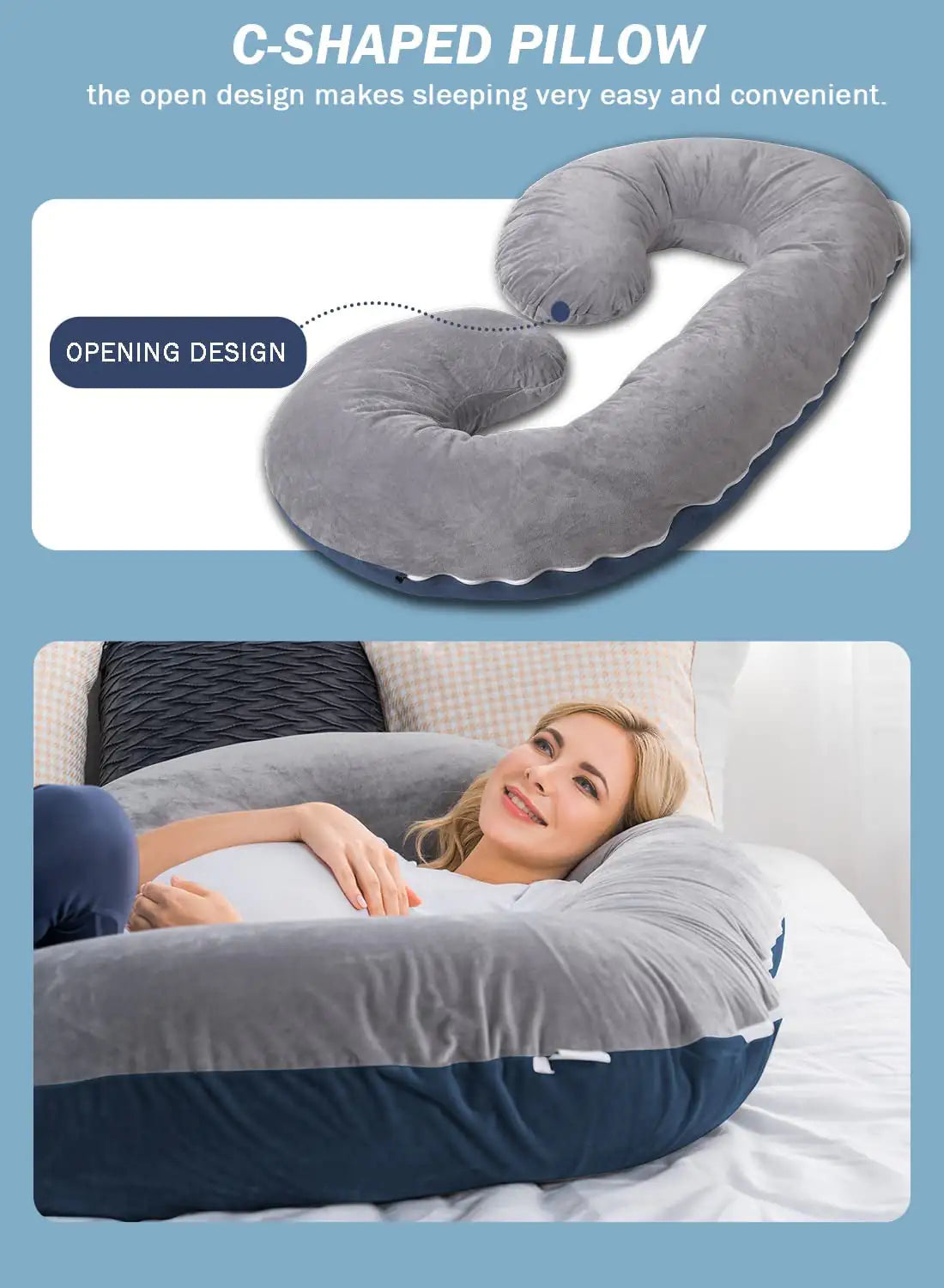 C-Shaped Body Pregnancy Support Comfort Pillow